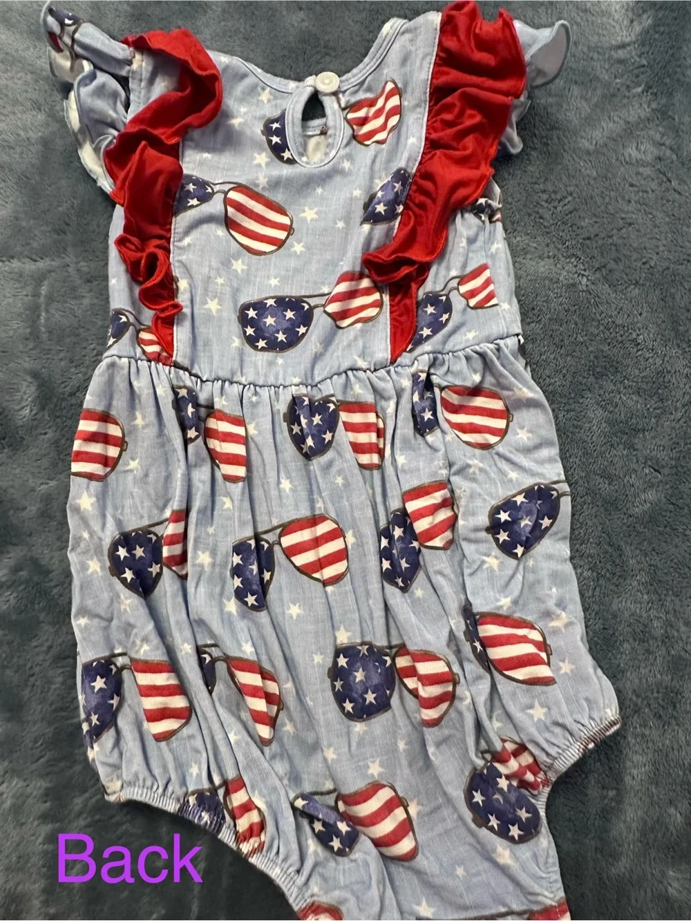 🇺🇸 Caden Lane Patriotic Sunglasses Bubble Romper 12-18M *